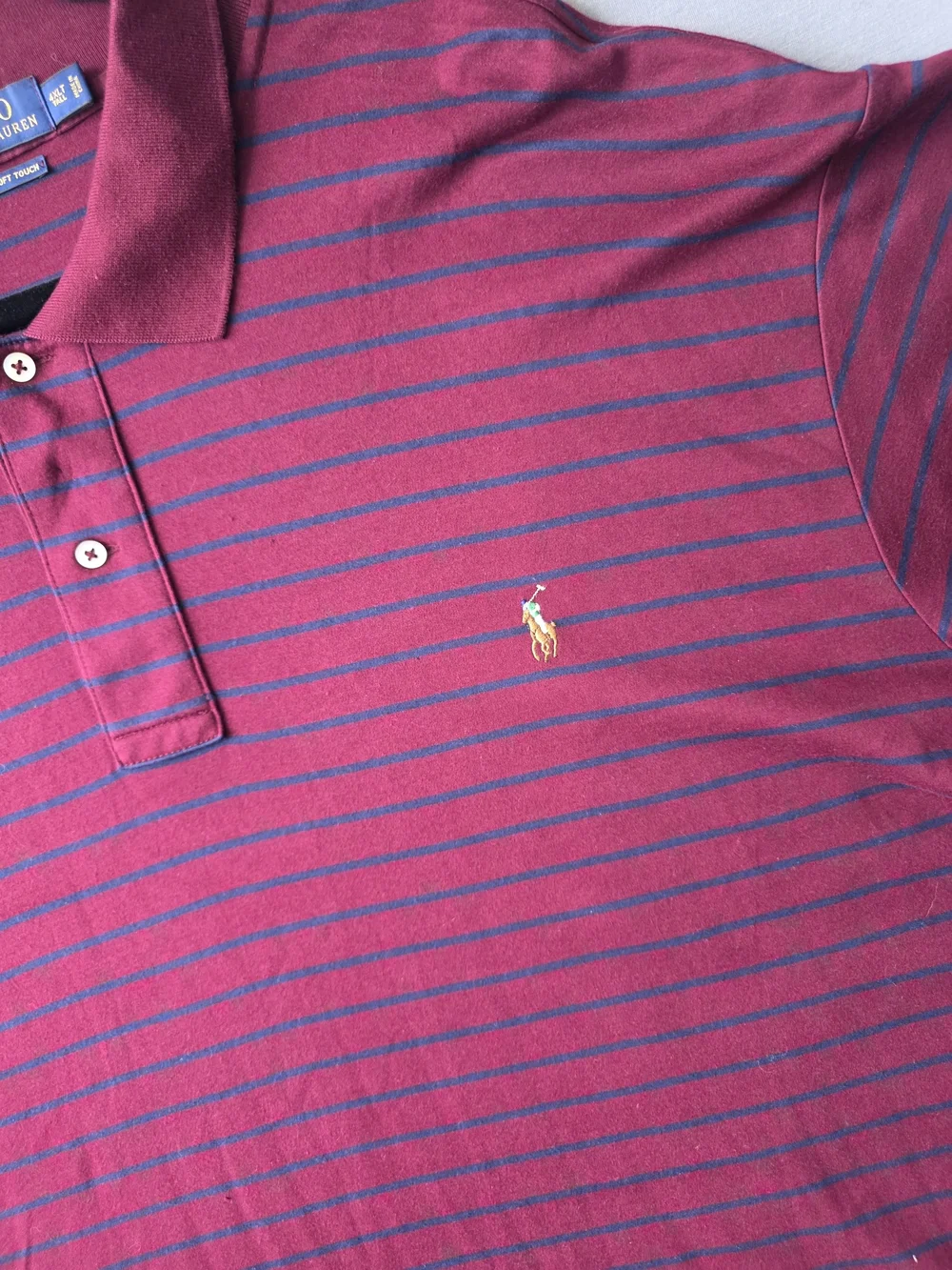 Polo Ralph Lauren Pima Soft Touch Polo Shirt Men's 4XLT Tall Burgundy Blue Strip